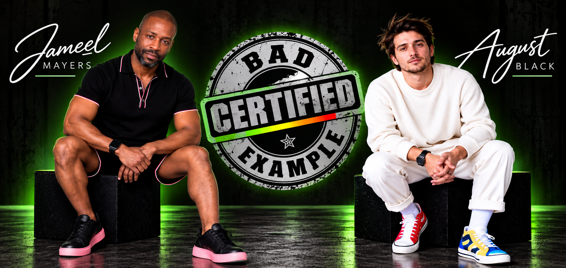 Jameel Mayers and August Black with the original Certified Bad Example logo